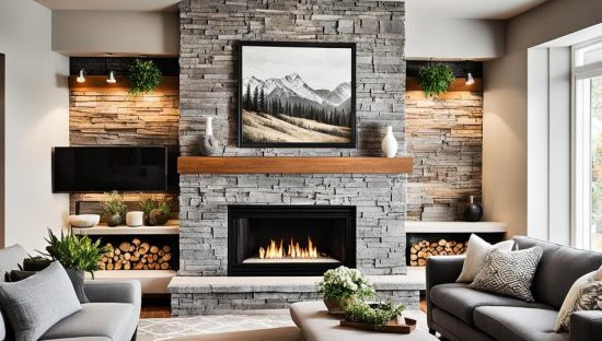 Embrace the Contrast: A Striking Fireplace Focal Point 